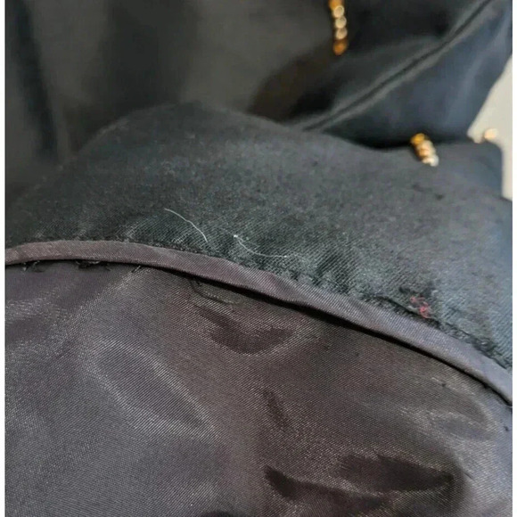 Vintage 1960s Black Gold Beaded Maxi Gown Dress Rhinestone Crystal Textured XS S - Picture 10 of 12